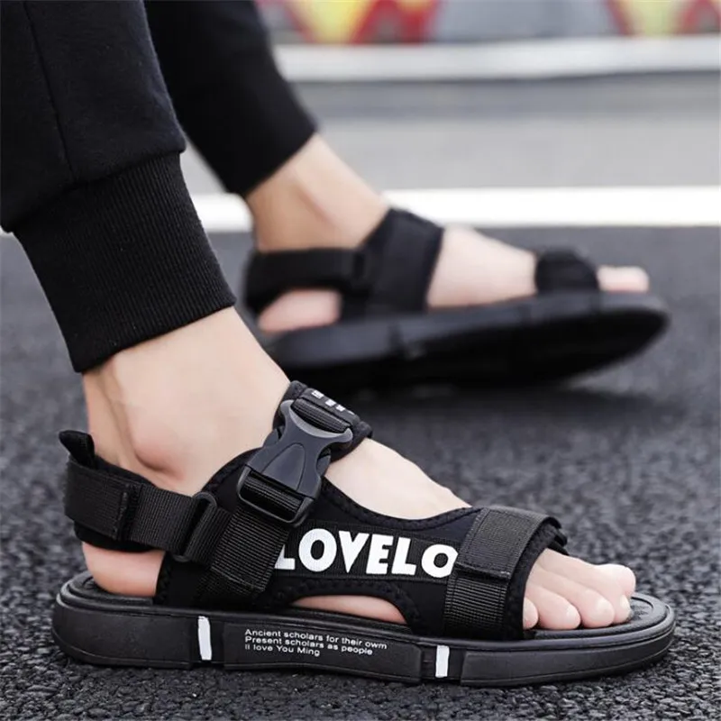 

Large size men's sandals 2021 summer new beach shoes fashion canvas slippers mens casual platform comfortable mens shoes