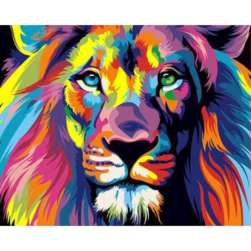 

GATYZTORY DIY Diamond Embroidery Color Lion Diamond Painting 5D Natural Animal Room Decoration New Arrival