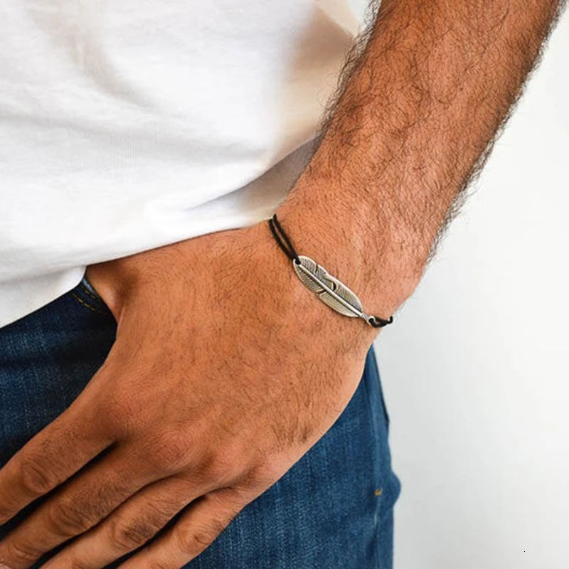 2020 Новый трендовый винтажный браслет с подвеской в виде пера мужской