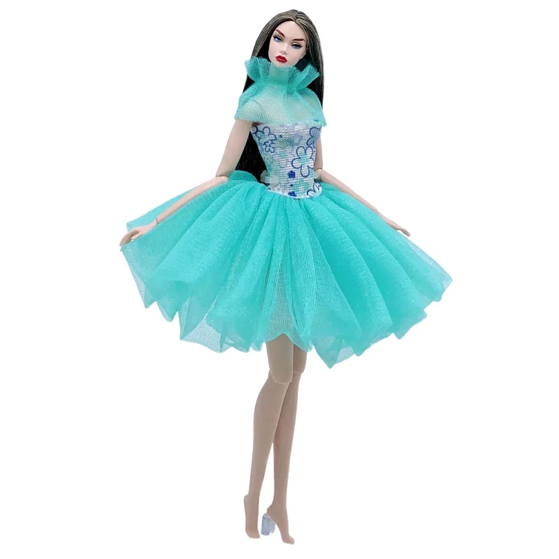 

Blue Lace Fashion Doll Clothes For Barbie Doll Outfits Short Tutu Dresses Party Gown 1/6 Doll Accessories Kids Toy