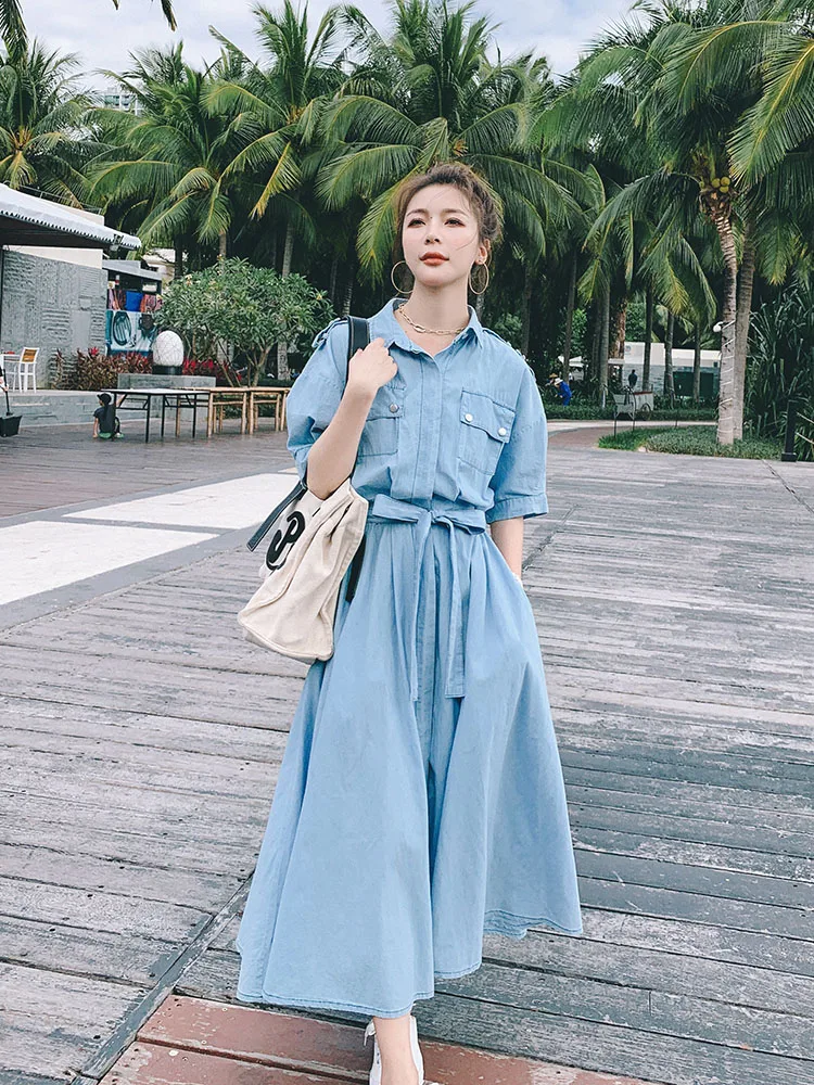 

French first love sweet dress design minority summer 2021 denim skirt thin long skirt fresh age reduction