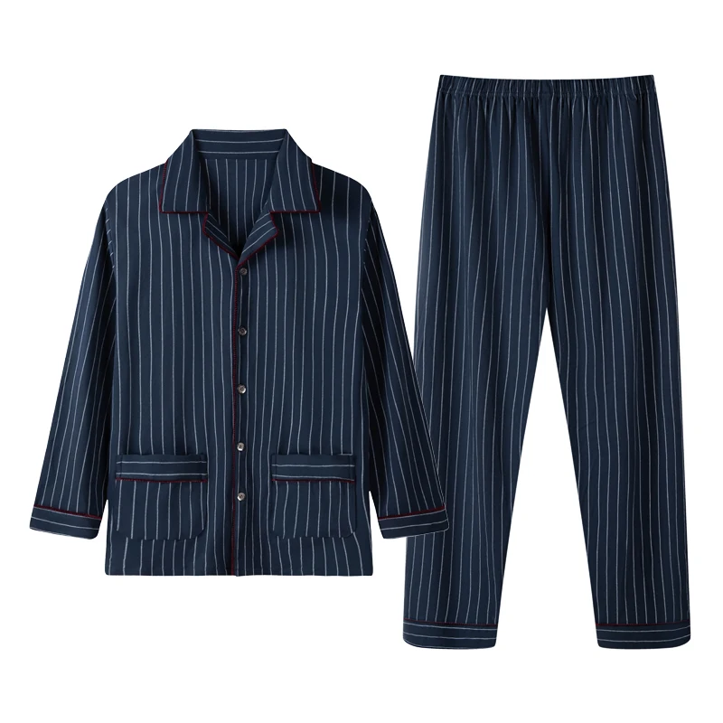 Korean Cotton Sleepwear Autumn Bedroom Casual Loose Thin Long Sleeve Comfy Set Sleepwear Szata Zestawy Men's Sleep DB60SY