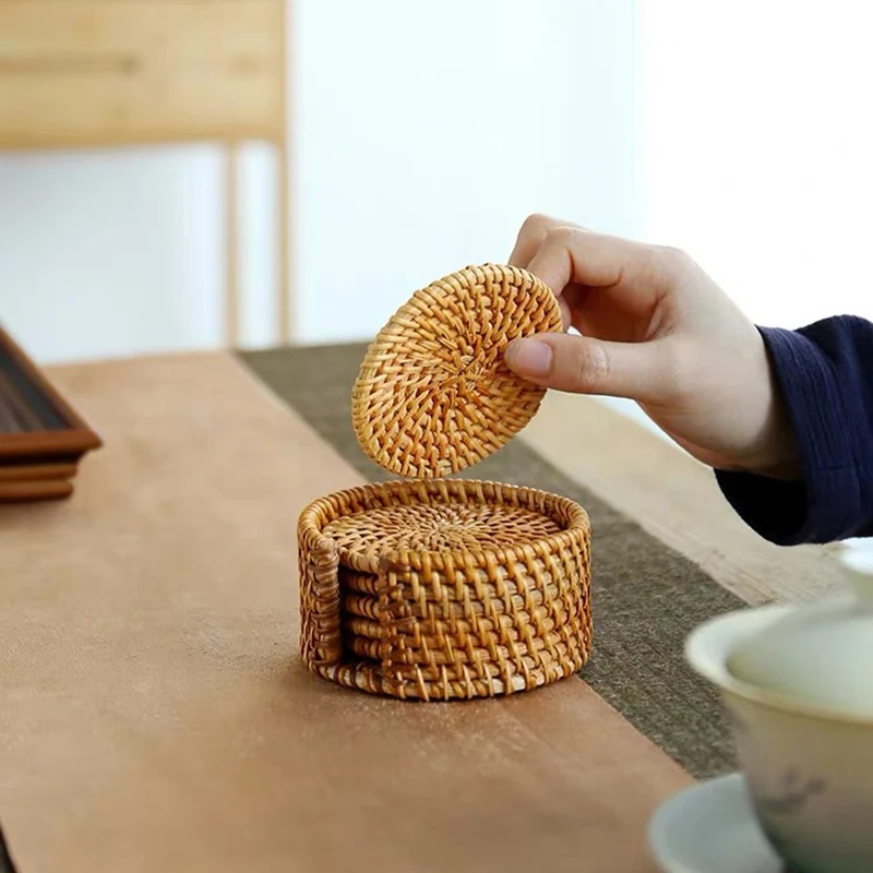 Джутовые тканые подставки круглые столовые приборы нетканые коврики ручная