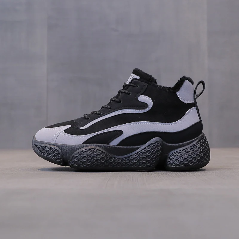 

Кроссовки женские резиновые на толстой нескользящей подошве, Повседневная Теплая обувь для студентов, из хлопка, зимние