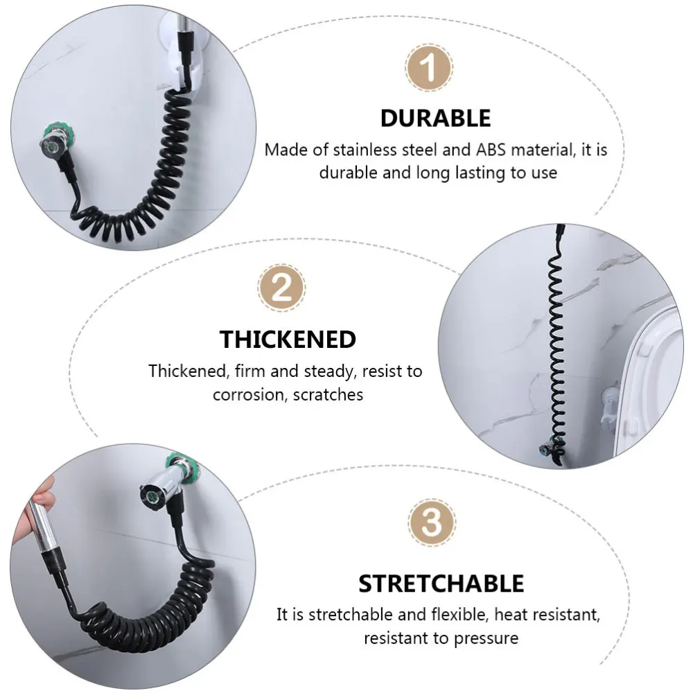 

2Pcs Practical Shower Hose Sprayer Nozzle Connection Tube Bathroom Supply Black