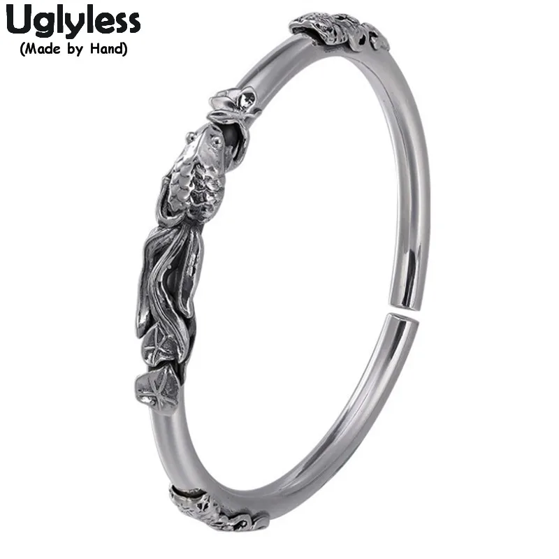 Браслет ручной работы с золотыми рыбками для плавания Uglyless женщин твердый 999