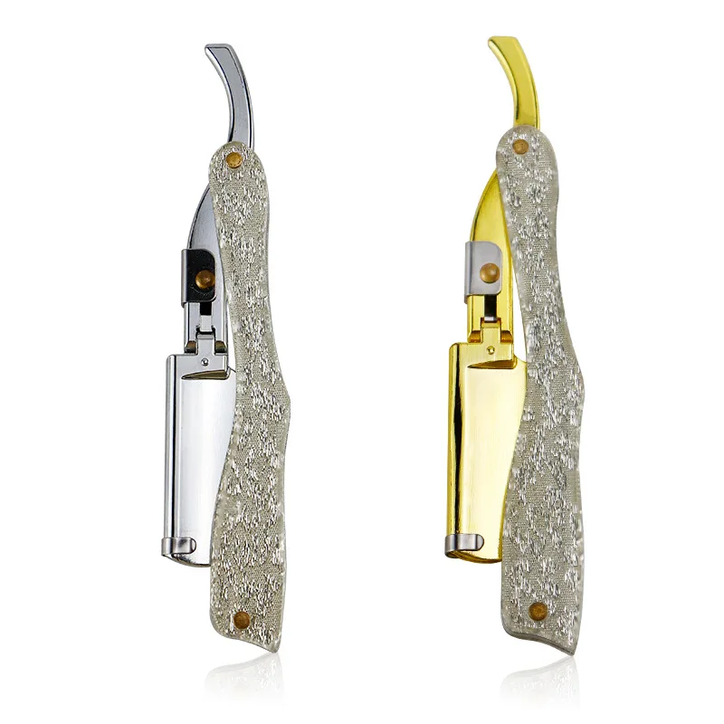 

Professional Manual Folding Hairdressing Razor Crystal ABS Handle Salon Barber Beard Shaving Razor Changeable Blade G0106