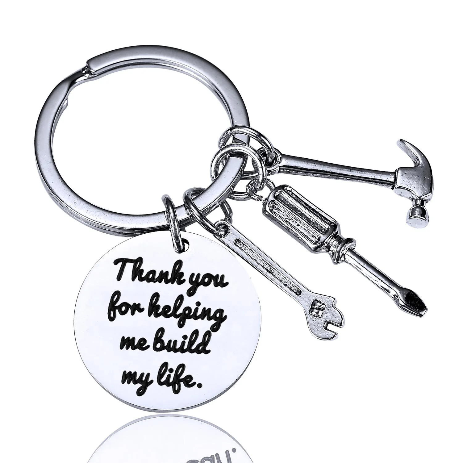 

36PC Thank You For Helping Me Build My Life Keychains Hammer Wrench Repair Tools Keyrings Dad Father Teachers Key Chains Gifts