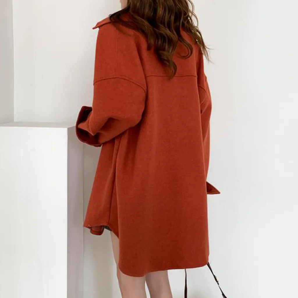 Женское пальто из искусственной шерсти на пуговицах кардиган с длинными