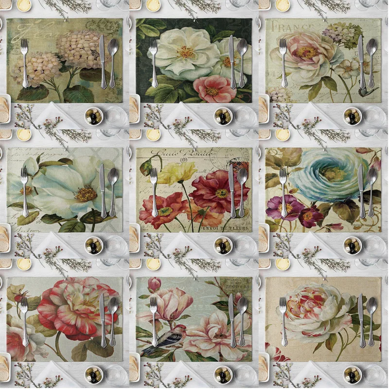 Винтажный коврик для стола с цветами хлопковые и льняные салфетки детей детские