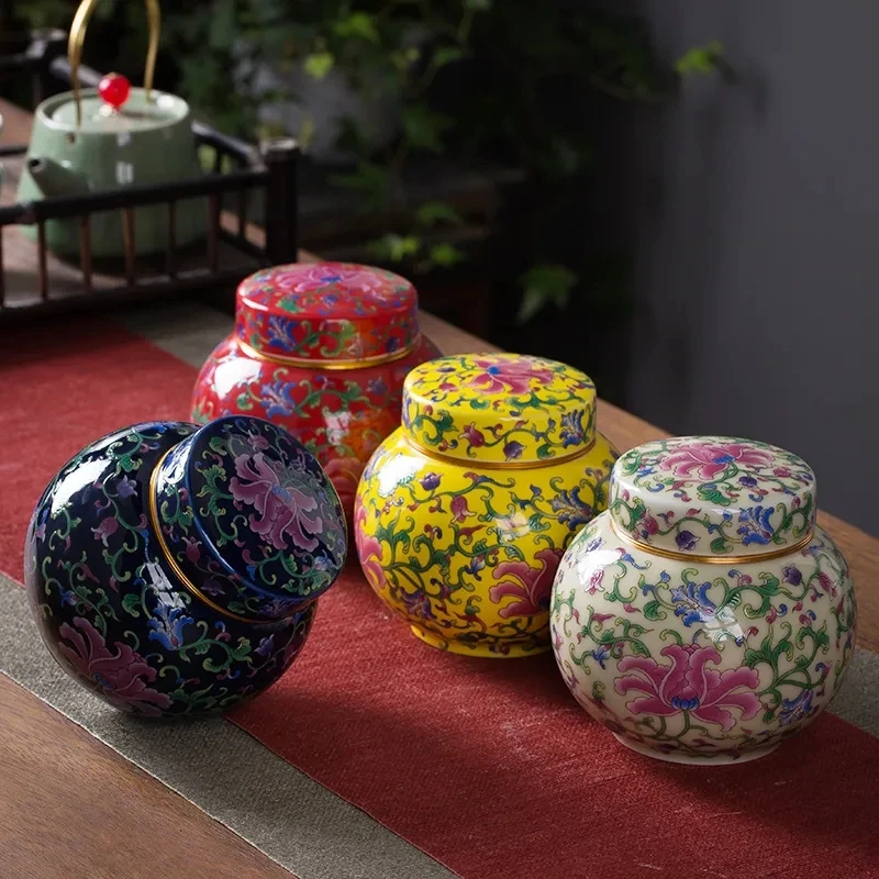Modern Enamel Colored Ceramic Tea Pot Sealed Cans Household Moisture-proof Storage Tank Decorative Ornaments Food Candy | Дом и сад