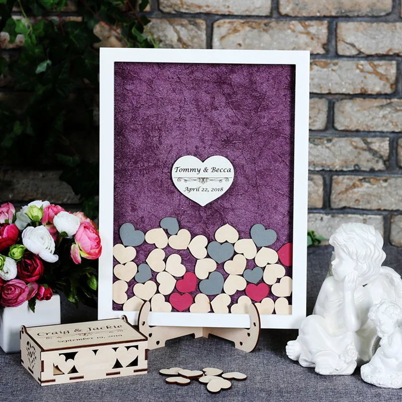 Персонализированная деревянная Гостевая книга идеи теневая коробка