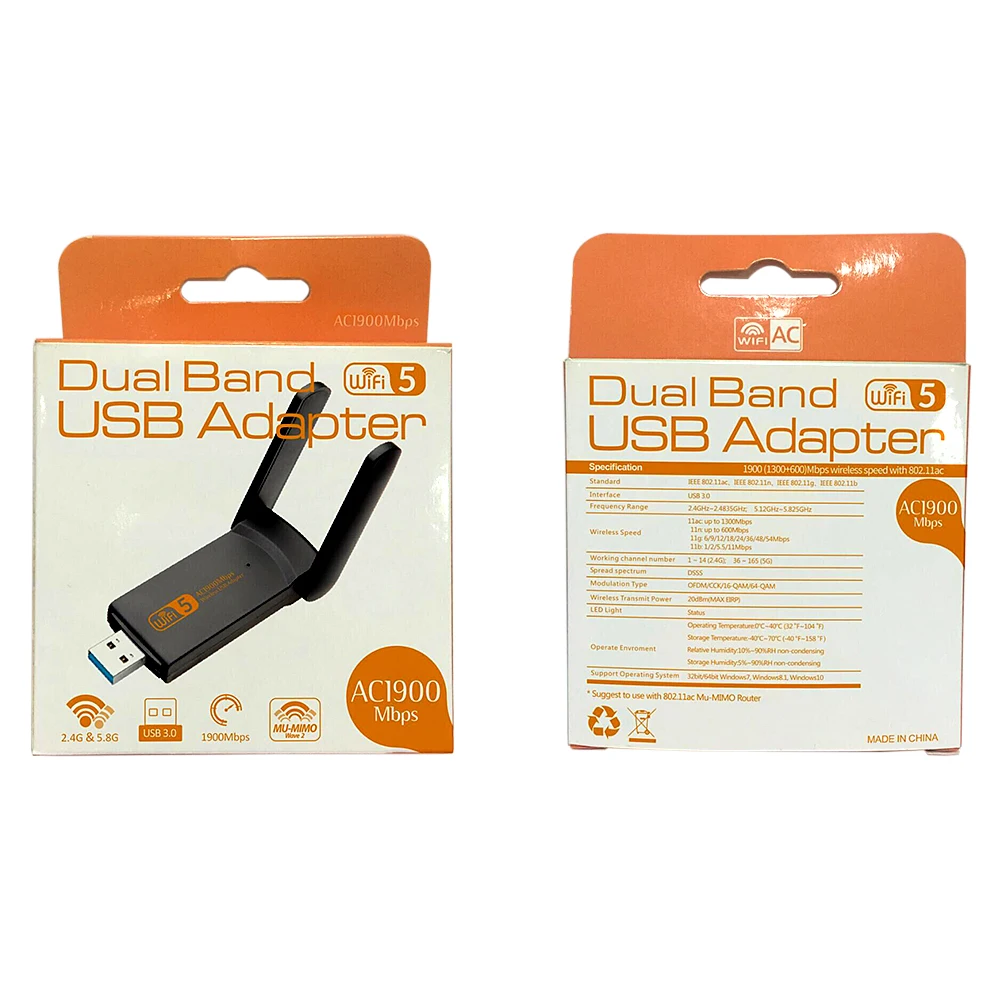 Wi Fi адаптер 1900M 2 4G 5G двухдиапазонный USB 3 0 драйвер платы LAN Ethernet 1200M сетевая карта