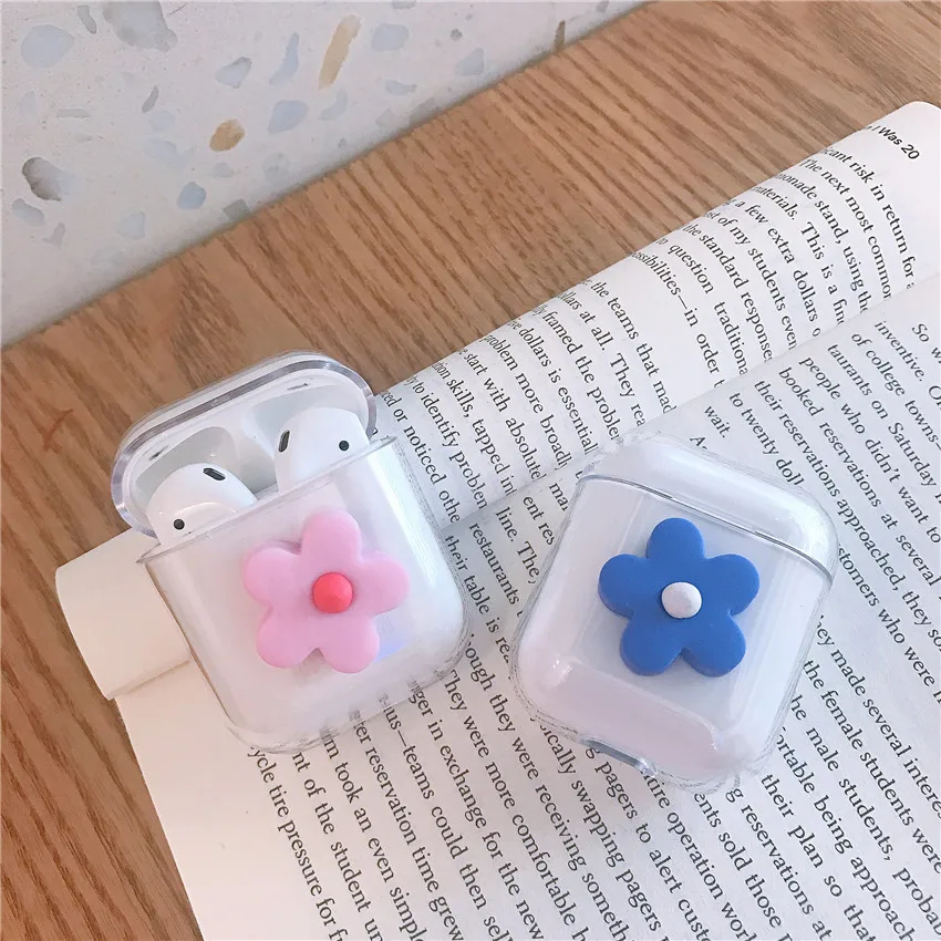 Роскошный чехол с цветочным рисунком для Airpods 1 2 прозрачный жесткий наушников