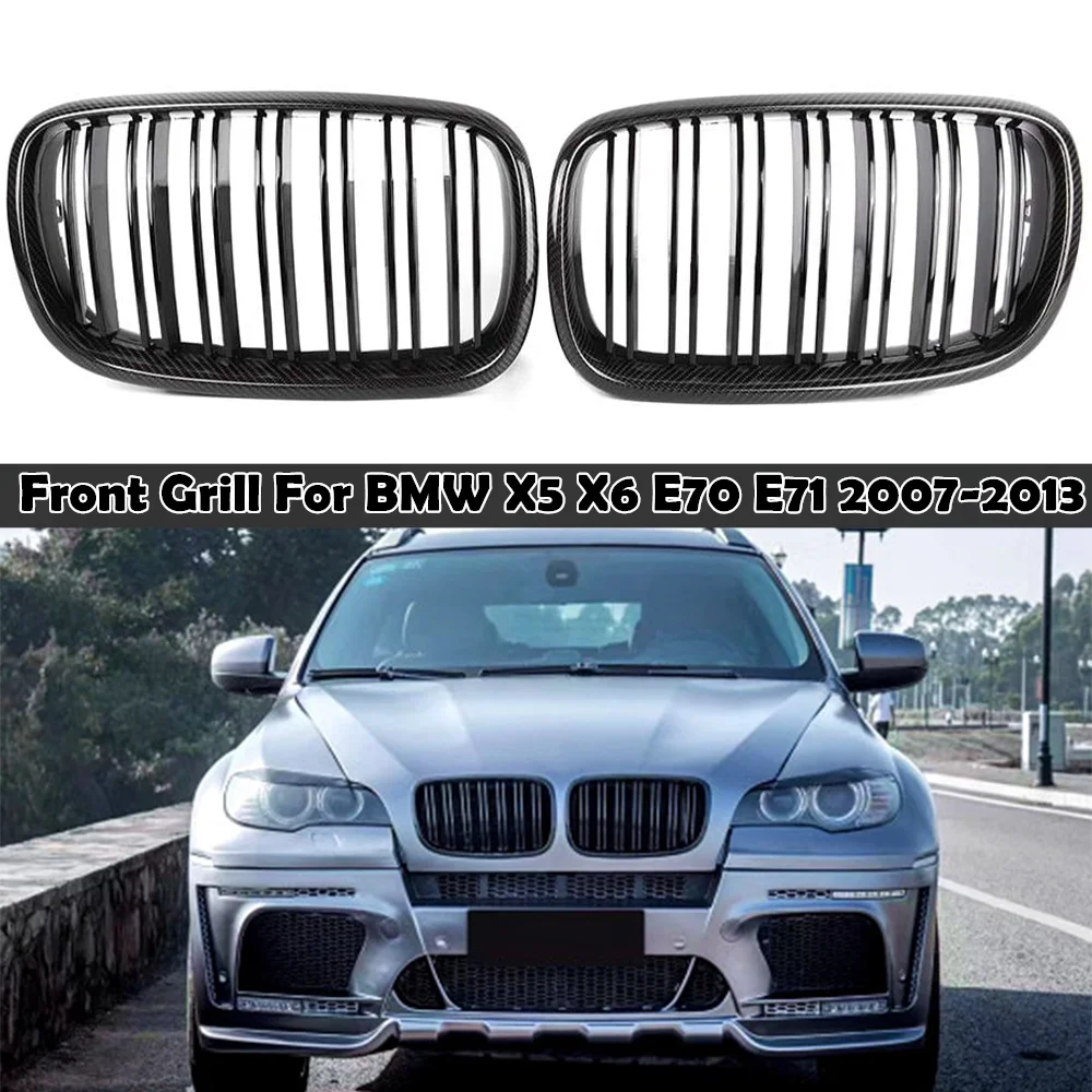

Передняя решетка для радиатора Carbon Look, двойная решетка для BMW X5 X6 E70 E71 2007-2013, автомобильные аксессуары