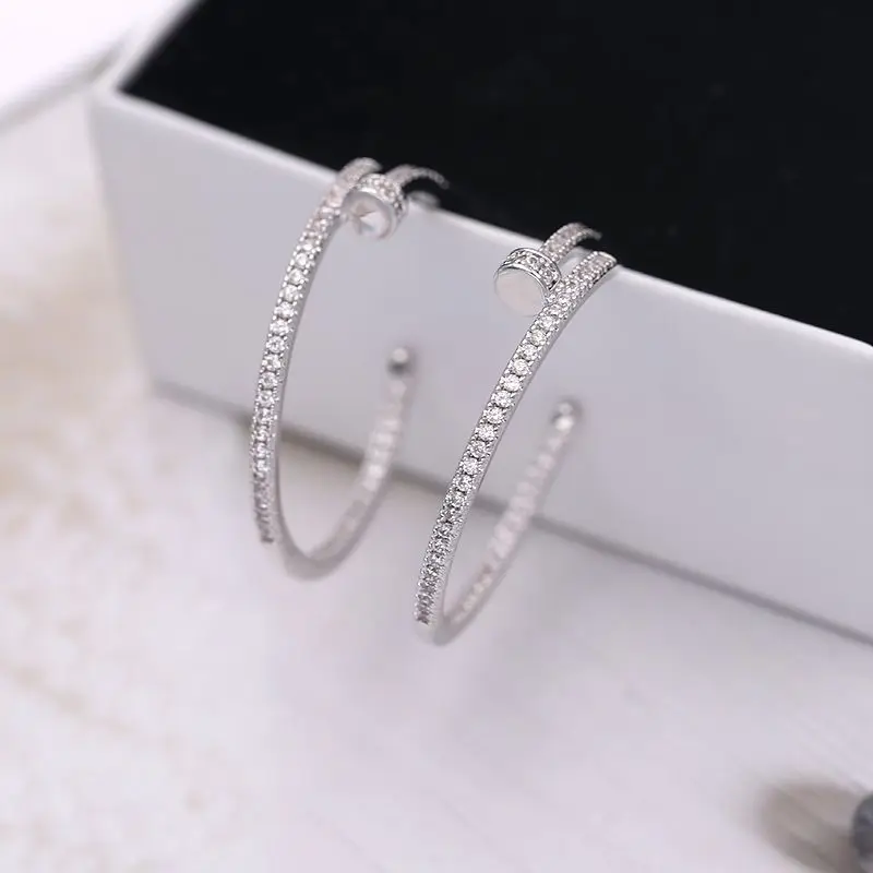 Серьги-кольца модные украшения из циркония для женщин и девушек простые круглые