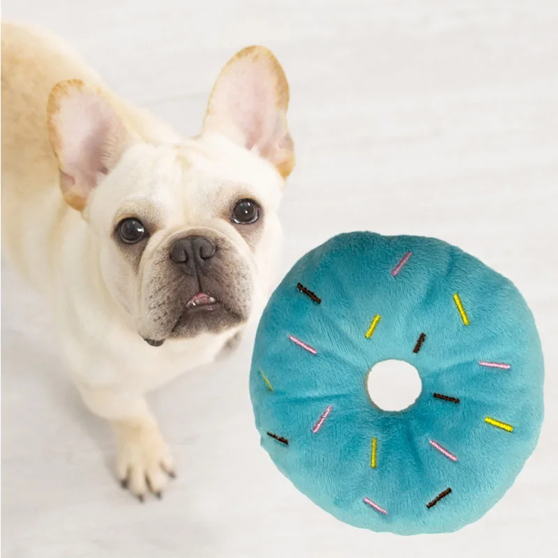 

Pet Plush Squeaky Chew Toy Dog Donut Shape Molar Accompany Doll Cat Teeth Cleaning Tool Puppy Decompression Toy Chihuahua Stuff