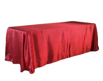 145x320cm White/Black Tablecloths Table Cover Rectangular Satin Tablecloth for Wedding Birthday Party Hotel Banquet Decoration - Color: Burgundy