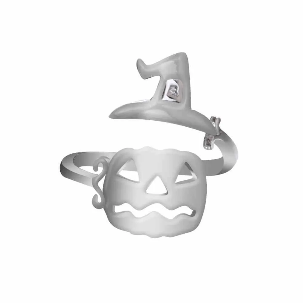 2PCS Cute Halloween Decoracion rings Jewelry Women Rings Witch Hats Broom Mop Pumpkin Lamp Alloy Finger Hollow Out Ring | Украшения и