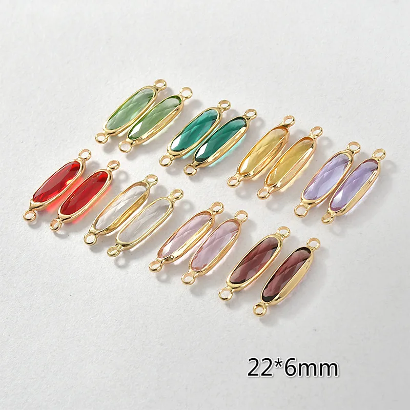 Двойная висячая секция с кристальной полосой, покрытой медью, бисером из реального золота 14 карат в стиле DIY для сережек, ожерелий, браслетов и украшений, 6 штук.