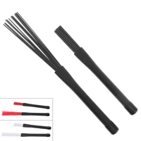 1 pair universal 310mm 12 2inches retractable nylon jazz drum brushes sticks with rubber handles red black white