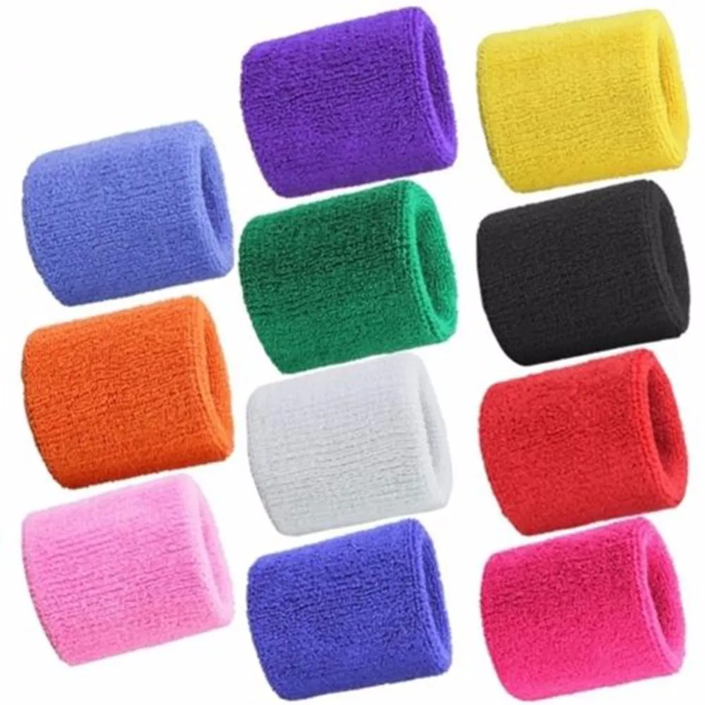 

2PCS Colorful Cotton Unisex Sport Sweatband Wristband Wrist Protector Running Badminton Basketball Brace Terry Cloth Sweat Band