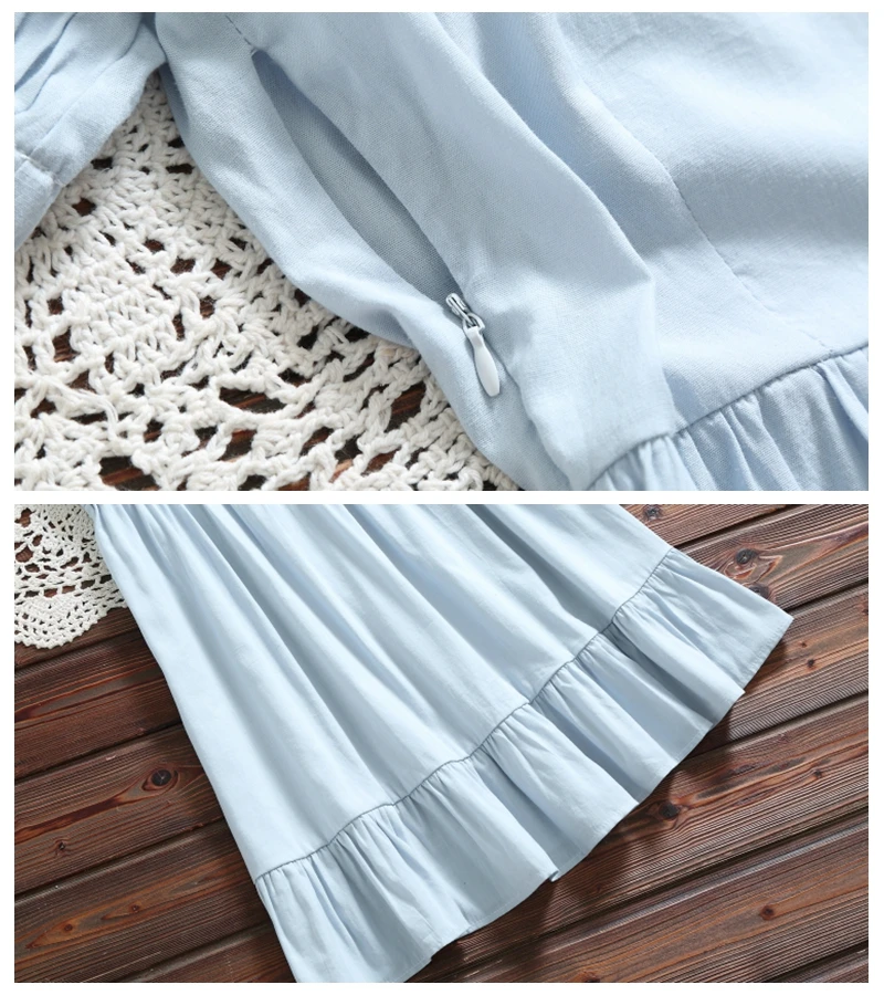 Летнее женское платье повседневное Хлопковое платье-рубашка с кукольным