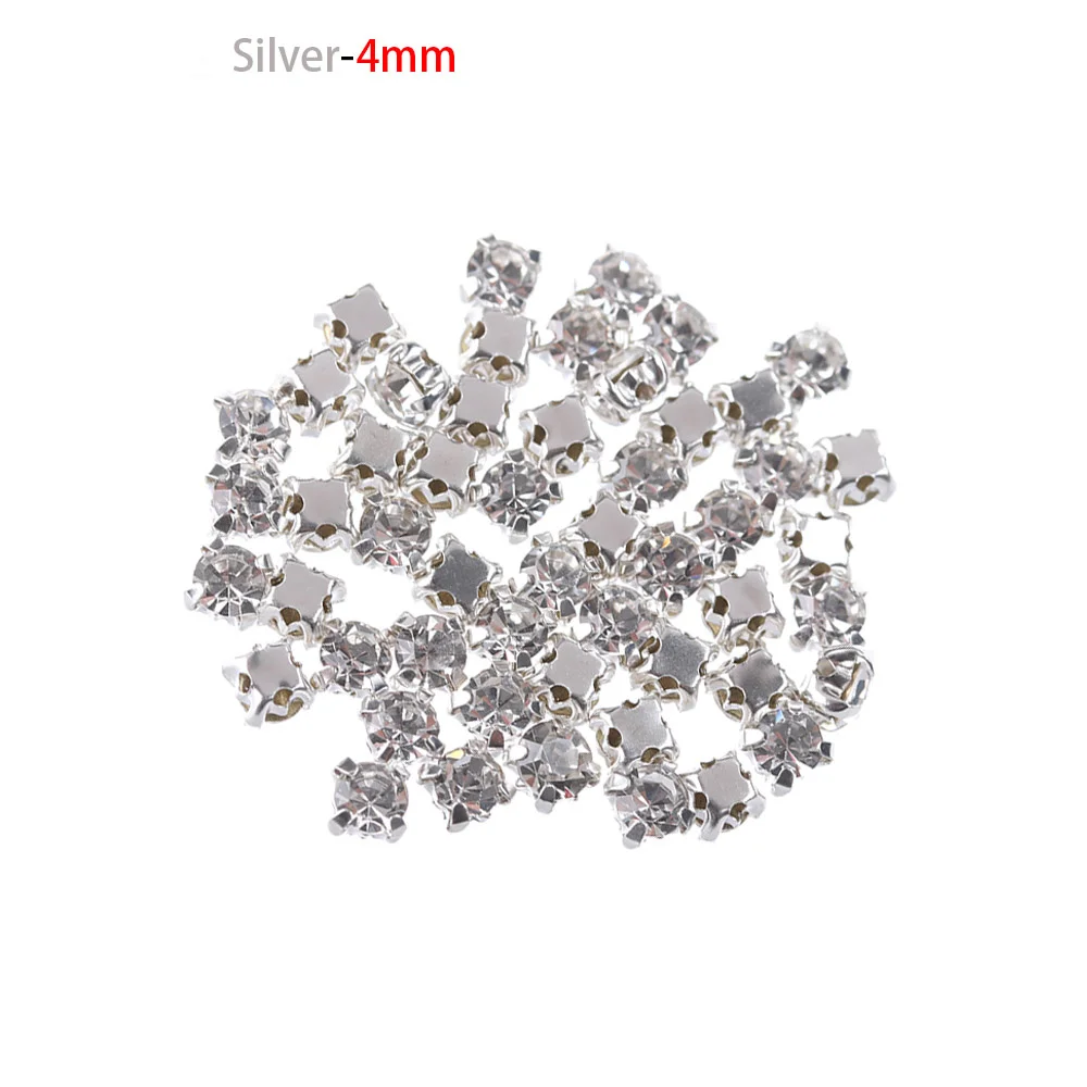 sliver-4mm 50 шт., супер мини Стразы, пряжки, сделай сам, Кукольное платье, одежда ручной работы, кукольные сумки, ожерелье с обувью, пуговицы, куклы, аксессуары для шитья - Цвет: sliver-4mm