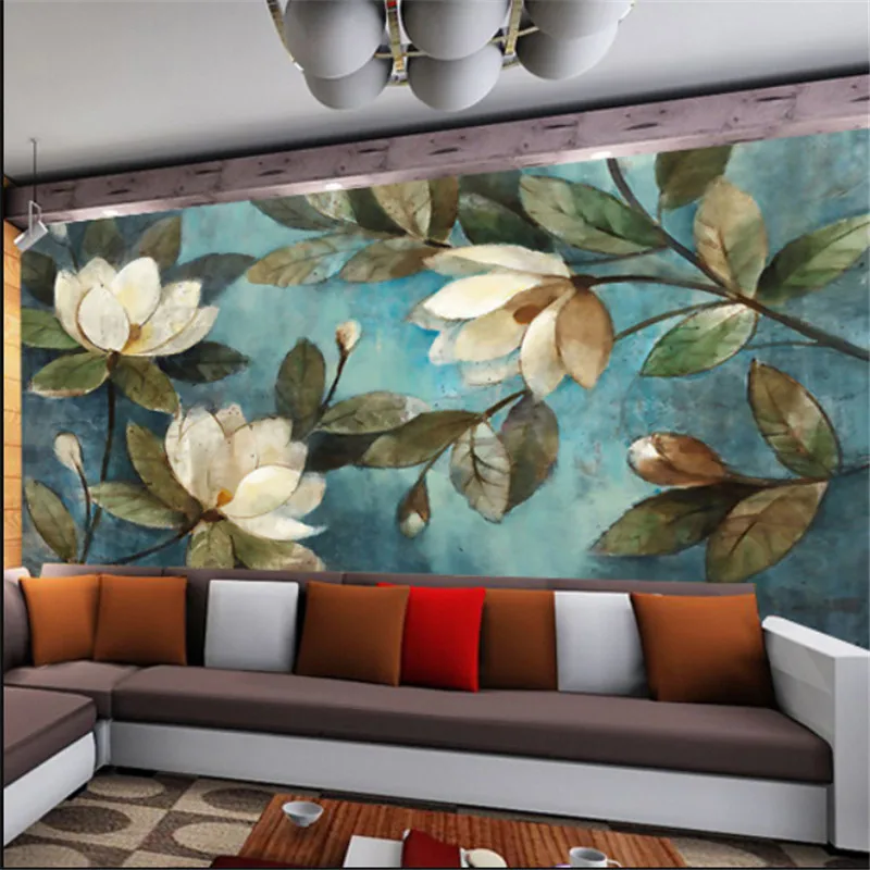 Lotus Ретро картина маслом Цветочная настенная бумага s для гостиной спальни декор