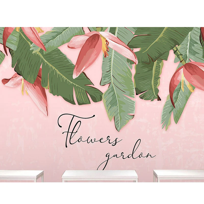 Настенные обои 3D с изображением свежих растений листьев банана фона для