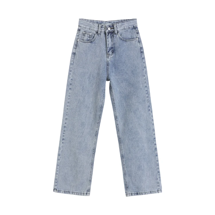 

2021 summer new design sense jeans women loose straight high waist wide leg pants tide ins high street