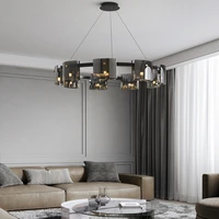 matte black glass led chandelier for dining living room bedroom kitchen office g9 lighting fixture wrought iron pendant lamp