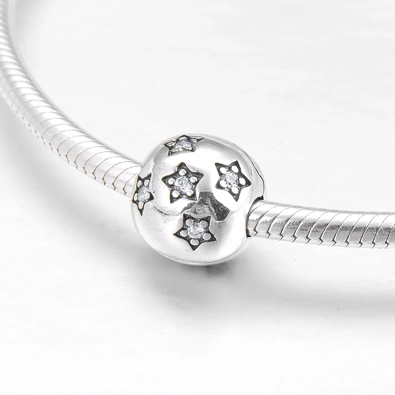 Пятиконечная звезда CZ серебро 925 пробы Изящные позиционирование бусы-клипсы