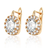 classic round gold small stud earrings paved redgreen cubic zirconia earrings for women jewelry party anniversary gifts