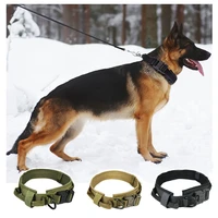 dog collar nylon adjustable tactical dog collars for large dog control handle training pet military dog collar pet products