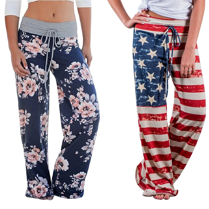 

Женские штаны для бега 2X, спортивные штаны для йоги, брюки, брюки с широкими штанинами, спортивные штаны с высокой талией, размер L, националь...