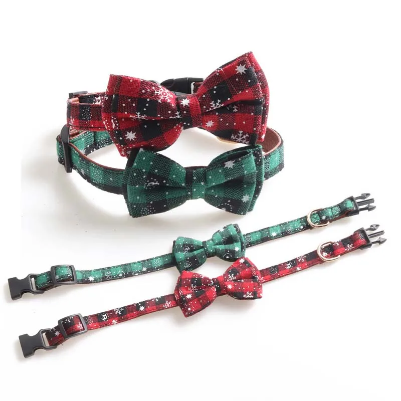 Рождественский милый бант собачий ошейник мягкий кожаный поводок для домашних