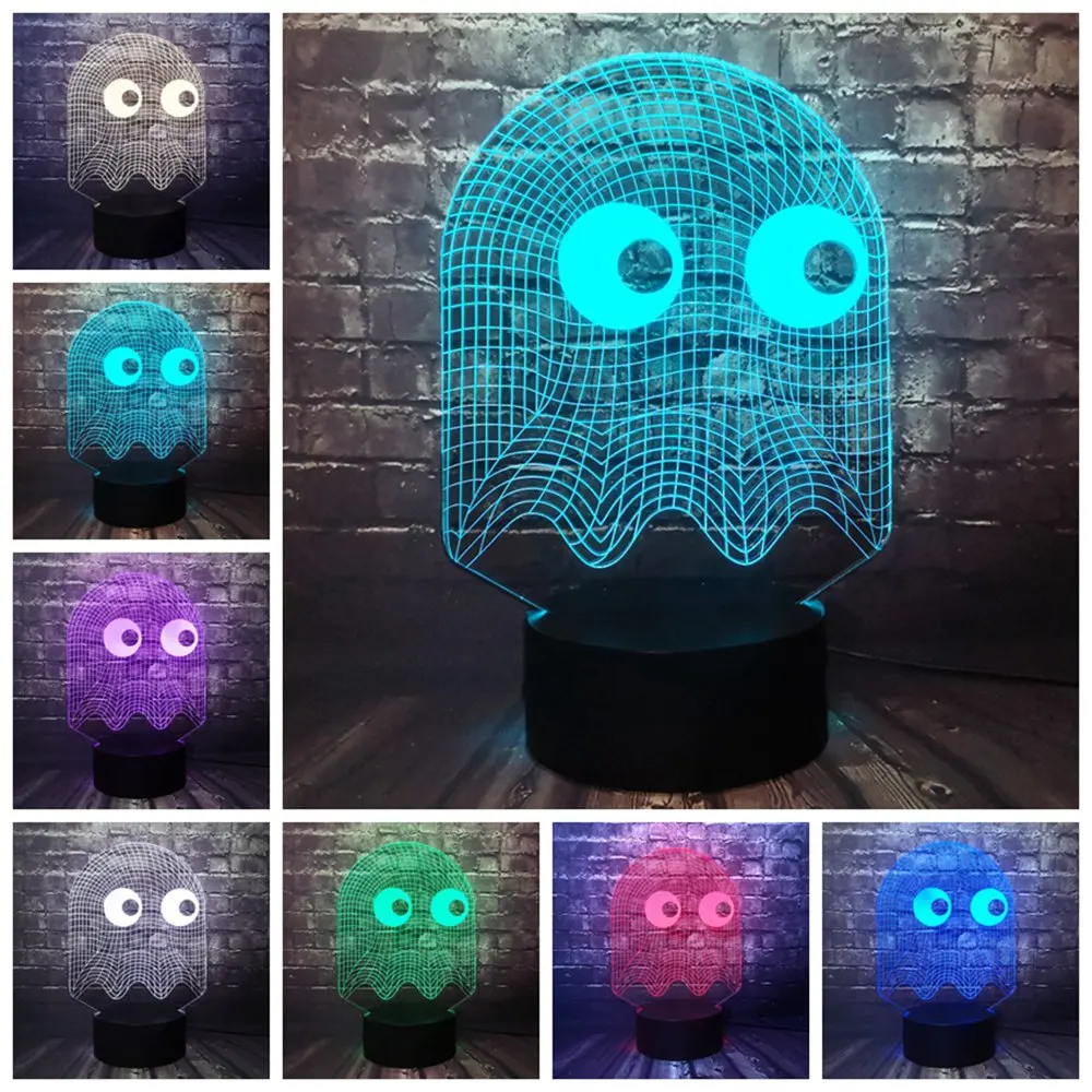 Светодиодный светильник с рисунком игры PACMAN, 7 цветов, безопасная детская настольная Ночная лампа для праздников, вечеринок, лава, рождественский подарок
