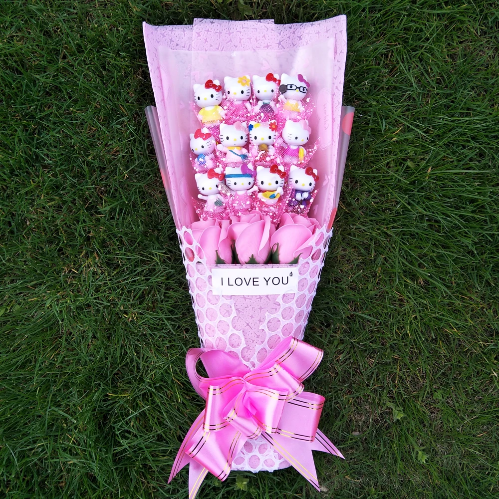 Красивый большой искусственный мультяшный Дораэмон цветок мыло плюшевый букет