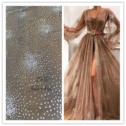 Французское Тюлевое кружево серебряный Фотофон для вечернего платья со