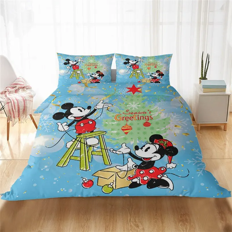 

Disney Lilo & Stitch Mickey Minnie Bedding Set Queen Large Size Duvet Quilt Cover Pillowcase Children Adult Bedroom Decor