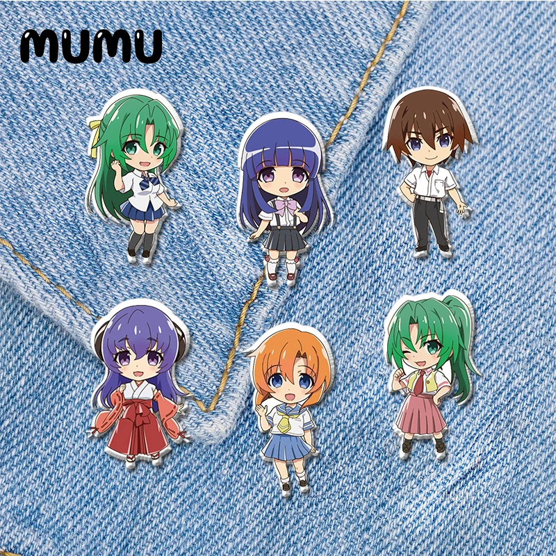 

2021 New Higurashi When They Cry Lapel Pin Rena Rika Keiichi Acrylic Brooch Handmade Epoxy Pins Jewelry For Shirt Bag Badge