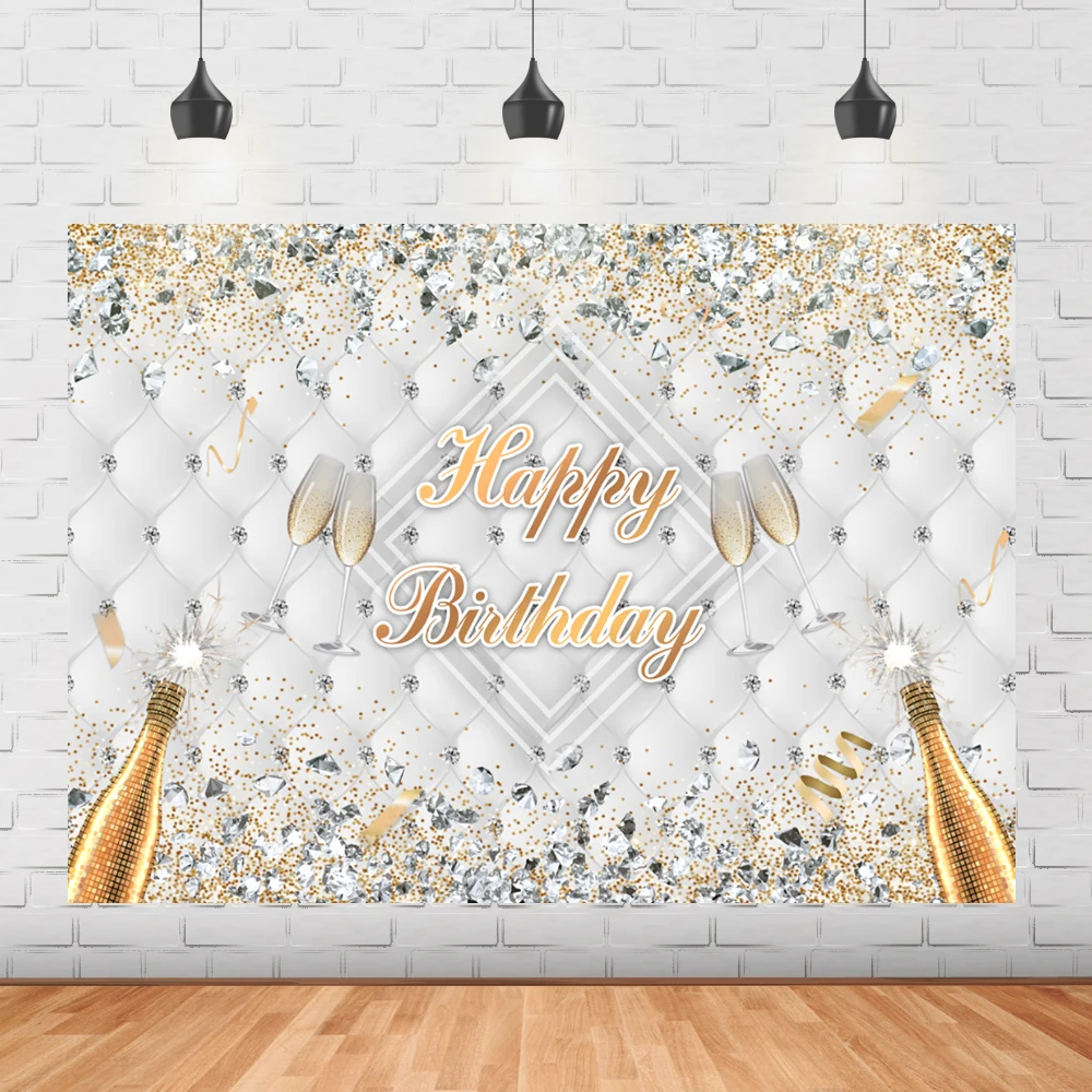 

Happy birthday girl birthday party background glitter diamond champagne background women birthday photography background