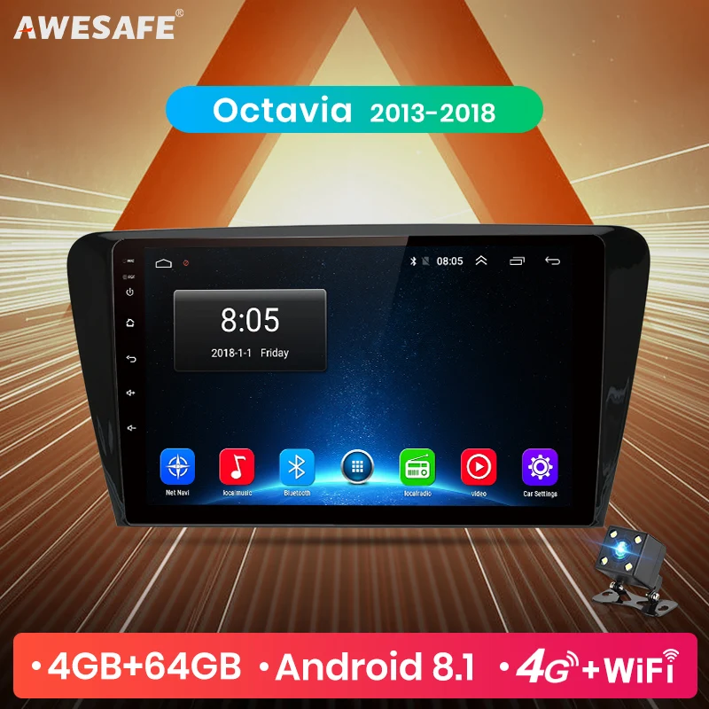 AWESAFE для SKODA Octavia 2013- A7 J10 автомобильный Радио Мультимедиа Видео плеер gps DSP No 2din 2 din Android 9,0 4G+ 64G