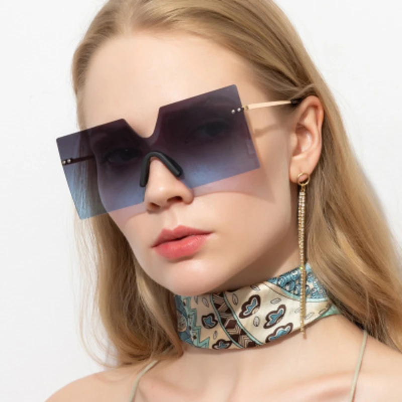 

fashion frameless one piece sunglasses women 2020 luxury brand designer retro square sun glassses ladies vintage metal shades
