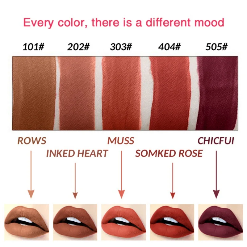 5 цветов Набор бархатная матовая губная глазурь водостойкие губные помады