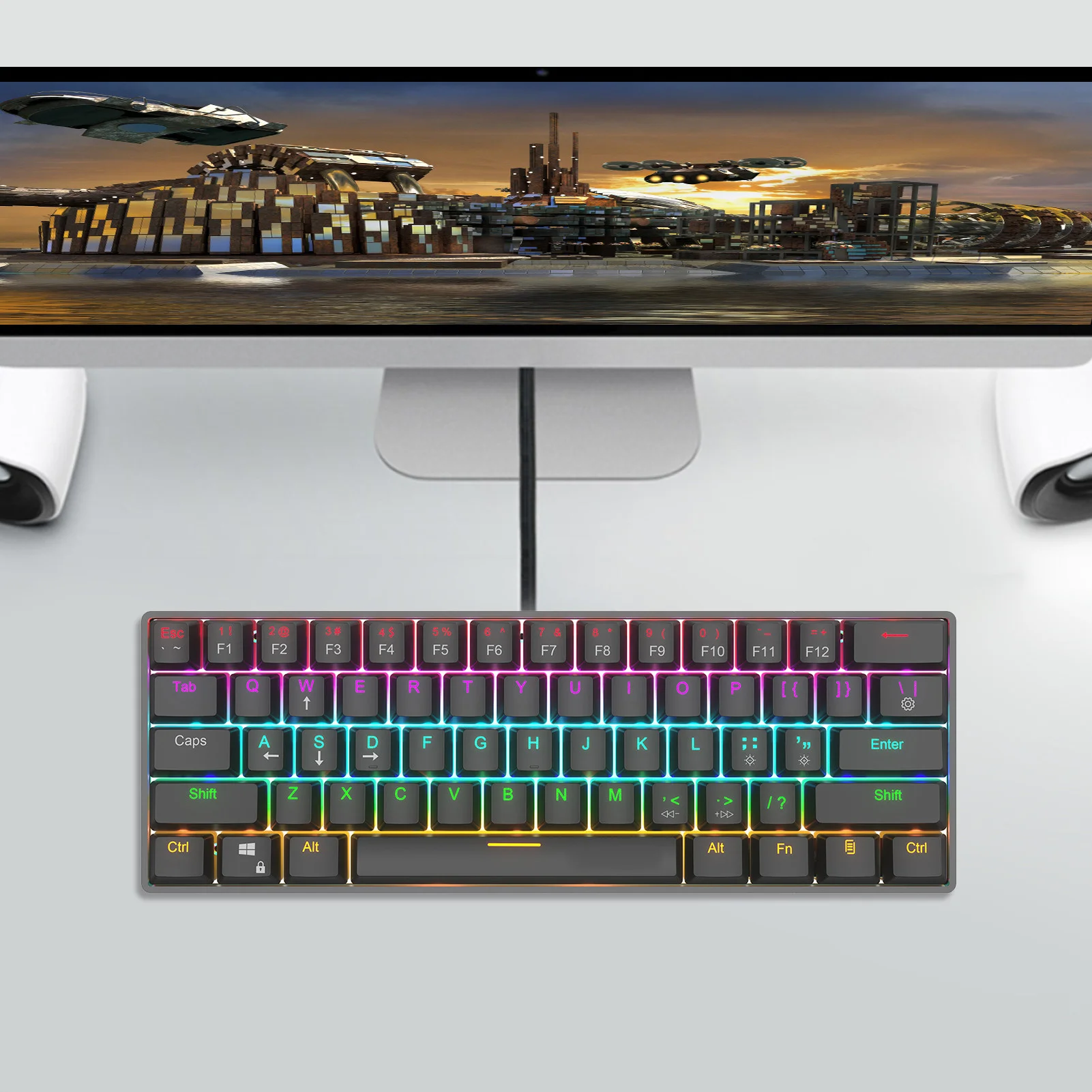 

CK61 61 Key Mechanical Keyboard Usb Stock Led Backlit As Gaming Mechanical Keyboard For WIN2000/Xp/Vista/WIN7/ WIN8/ WIN10