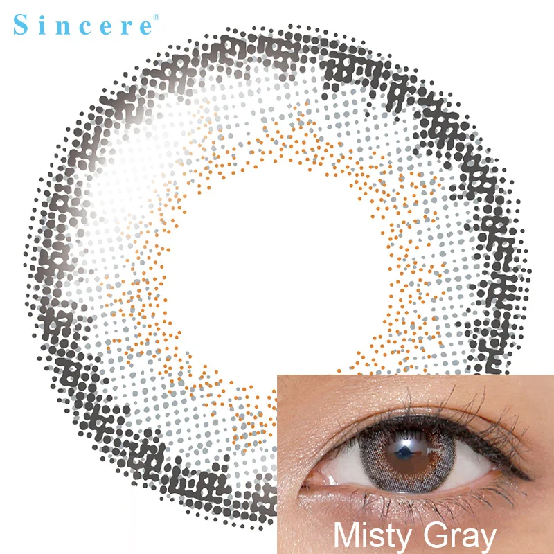 

Sincere vision Misty gray contact lens big Pupil Colored Contact Lenses for eyes yearly degrees 10pcs/box Myopia prescription