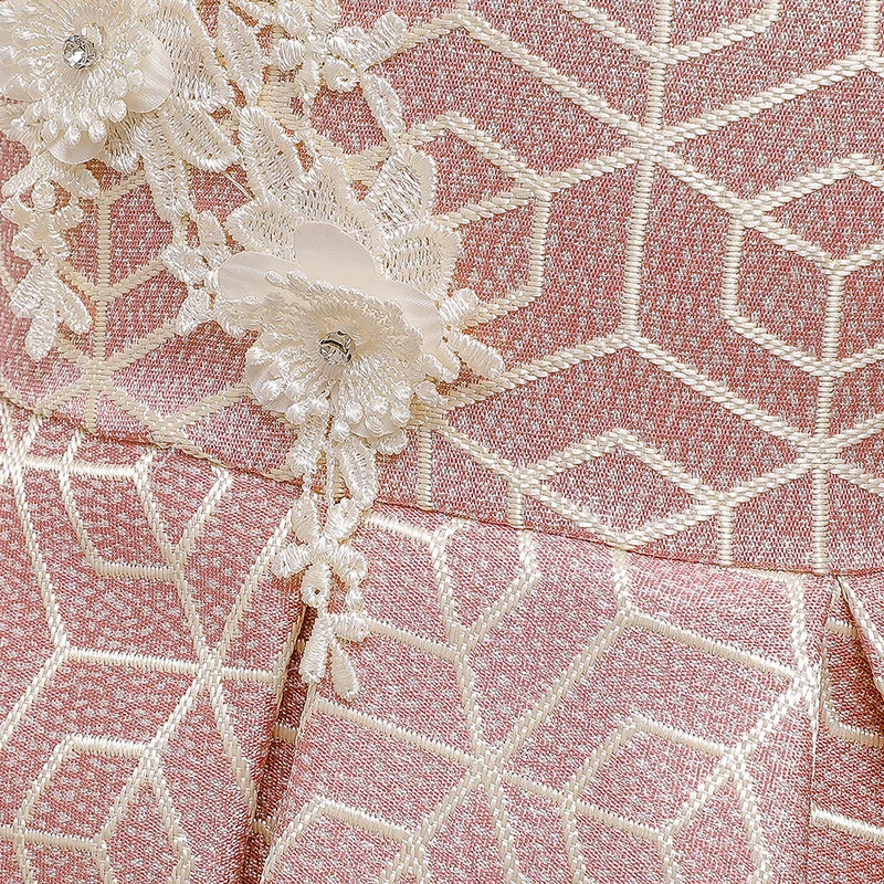 

Flower Girls Dresses Sleeveless Appliques Crystal Embroidery Knee-Length O-Neck Tulle Lace Luxury Kids Party Princess Gown F421