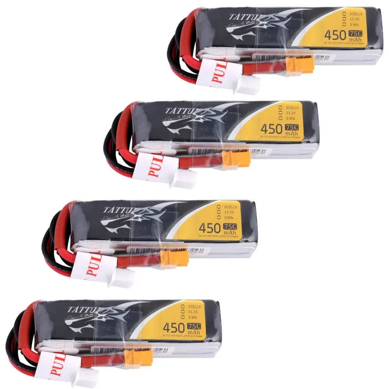 ACE Tattu 450mAh 75C 14 8 V 11 1 7 4 4S 3S 2S Lipo Battery XT30 XT60 T Plug для RC FPV Racing Drone|Детали и аксессуары| |